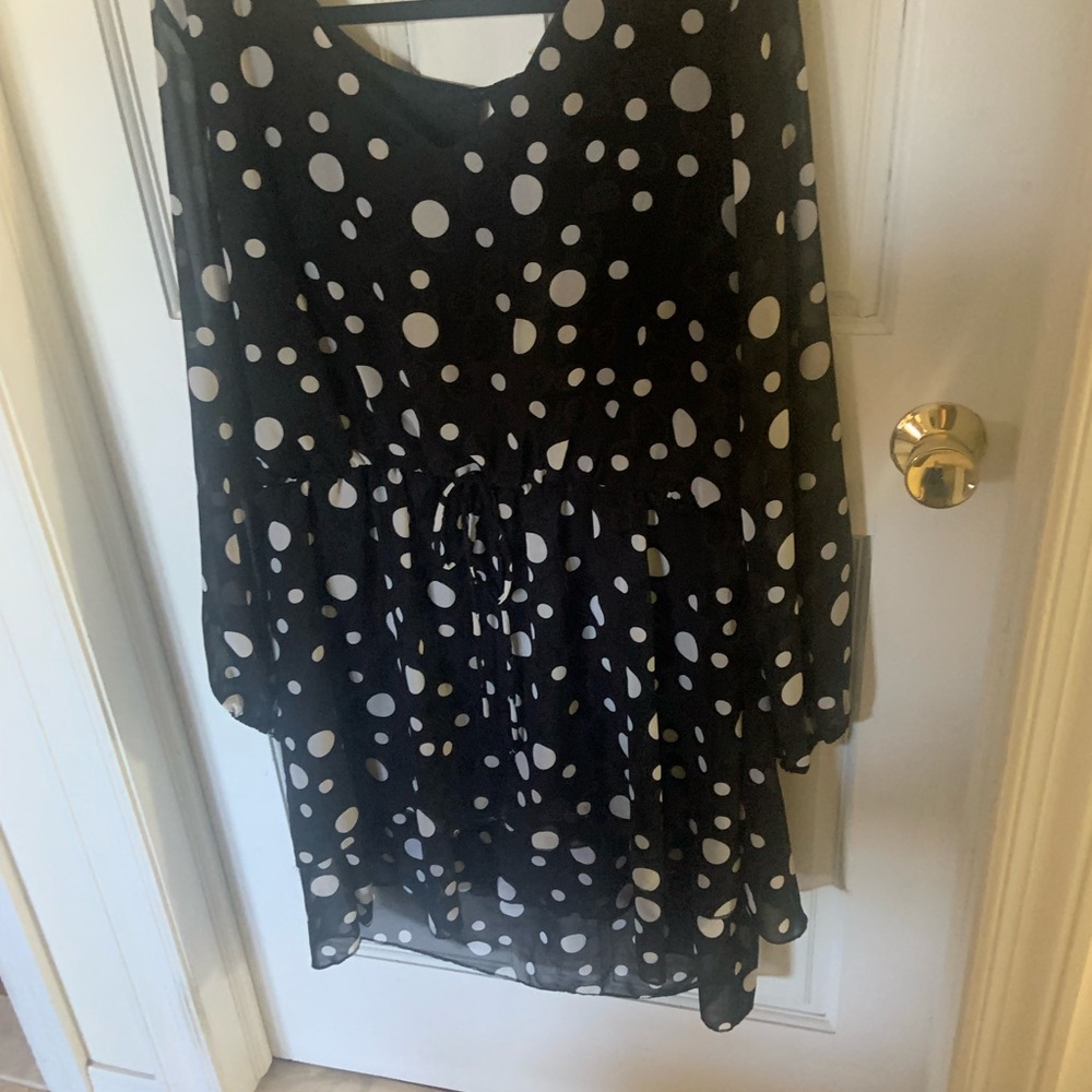 Loralette Black and White Polka Dot Long Sleeve Dress
